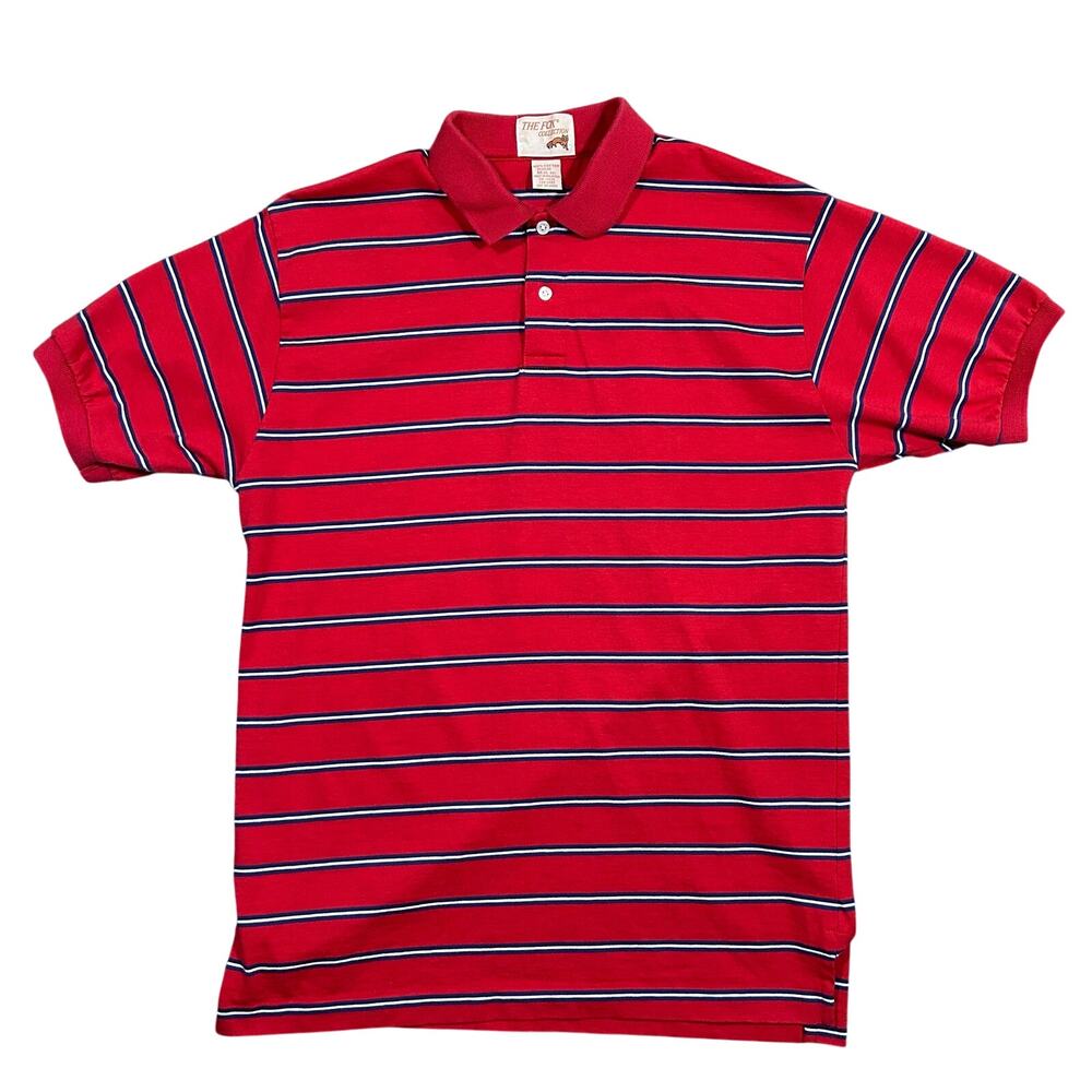 Vintage The Fox Collection Polo Shirt Men’s Medium Red Striped JC Penney 80s